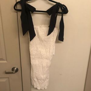 ZARA Scrunch Dress with Black Tie Sleeve XS